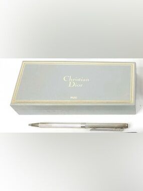 Vintage Gold/Gray Box with Silver tone Pen/ need metal cleaning